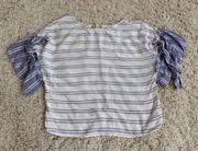 3/$20 Striped White & Lavender Top