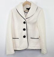 Dialogue Cream Wool Blend Three-Button Blazer Jacket Women's Size Medium M