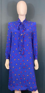 80s  Silk Star Print Dress