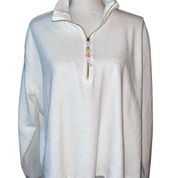 NWT Stoney Clover Lane X Target Cropped Half Zip Terrycloth Sweatshirt White 3X