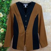 Vtg Amanda Smith Colorblock Buttoned Blazer Jacket Career Brown Black Size 8