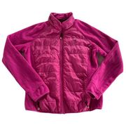 New Balance Jacket Women's Large Pink Quilted Fleece Full Zip Long Sleeve Active