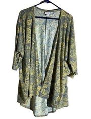 Lularoe Lindsay Duster Kimono Blue Yellow Paisley Size Medium NWT #1652