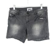 JNCO Grey Jean Denim Shorts Distressed Faded Black 6.3" Inseam Size 4 Y2K Retro