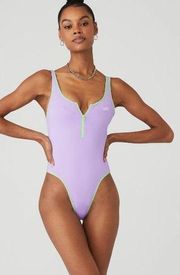 ALO Yoga Supernova Bodysuit in Violet Skies/Ultramint, XSmall