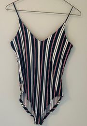 Gaze Striped Tank Bodysuit Size XS