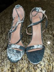 NWOT  Blue Velvet Strappy Heels