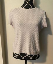 EUC Evan Picone Cream Arrow Ribbed Short Sleeve blouse size large