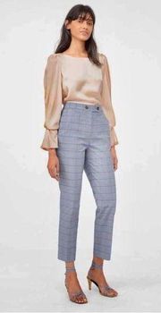 Tailored by Rebecca Taylor Blue Windowpane Plaid Twill Pants 4