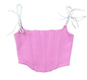 Pink French Terry Corset Crop Top