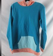 Crown & Ivy Ladies Blue Peach Cotton Polyester Sweatshirt Hoodie Large