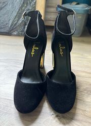 Black Velvet Ankle Strap Heels