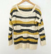 JOA Anthropologie Striped Scoop Neck Long Sleeve Pullover Sweater M Medium