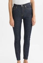 Everlane Dark Wash Blue Denim Mid-Rise Slim Straight Jeans Women's Size 27 Ankle