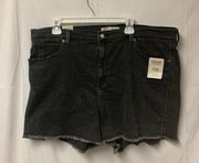 Signature Levi Strauss  20 Heritage High Rise 3 Inch Denim Shorts Black Raw Hem