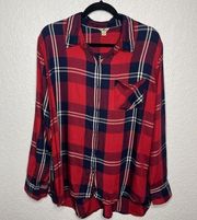 WOOLRICH Womens Button Down Shirt Chest Pocket Collared Plaid Red Navy X…