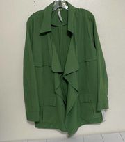 NY COLLECTION WOMAN Green Open Front Jacket Size 2X