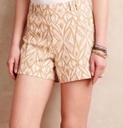 Elevenses Anthropologie Tiled Tide Boho Tribal Shorts Cream Yellow 0