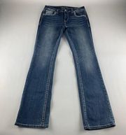 Grace in LA Dark Wash Stretch Denim Bling Pocket Bootcut Jeans 28