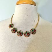 NWT  Gold Toned Colorful Gem Necklace