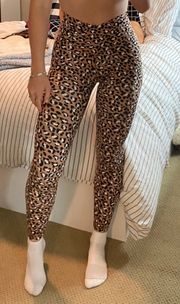 high waisted crossover cheetah print leggings