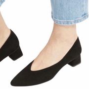 Everlane The V Heel Black Suede Pumps