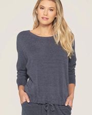 Barefoot Cozychic Ultra Light Slouchy Pullover in Pacific Blue 2XL