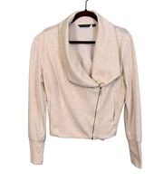 H BY HALSTON Jacket Womens 16 Plus Rib Knit Moto Rider Stretch Cotton Blend Tan