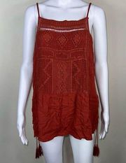 Mossimo Supply Co Crochet Lace Front Spaghetti Strap Cami in Rust