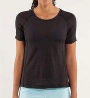 Lululemon  Black Stripe Wick Stretch Short Sleeve Athletic Top