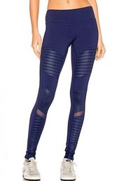 Alo Yoga Womens XS  Moto Leggings (Rich Navy Glossy)