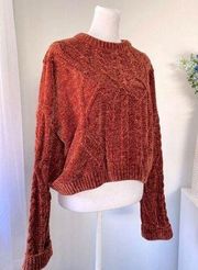 Topshop Rust-Colored Chenille Cropped Oversized Sweater