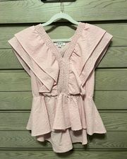 light pink ruffle boutique top