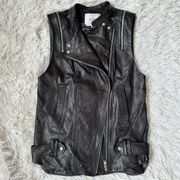 Maje Lambskin Leather Asymmetrical Zip Motorcycle Biker Vest Sz 1 - Small