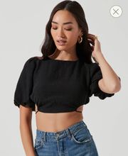 ASTR The Label Simona Open Back Puff Sleeve Crop Top