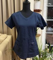 DAGACCI Navy Blue Scrub Top