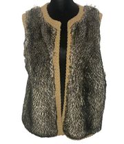 Faux Fur Knit Open Front Sweater Vest - Size Medium