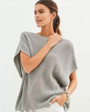 open back gray poncho sweater acrylic blend OS