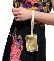 Parfums Gold Faux Leather Mini Bag Wristlet Purse