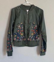 Floral Embroidered Bomber Jacket