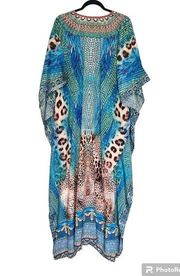 TRUE COLOURS La Moda  Embellished Coverup Caftan Maxi Dress Size  O/S~NWT