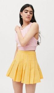 Yellow Plaid UO Katie Plaid Pleated Mini Skirt