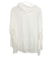 Bryn Walker Shirt Women Small White Linen Long Sleeve Hoodie Pullover Lagenlook