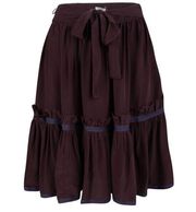 MIU MIU 100% Silk Pleated Ruffle Tie Waist Skirt in Burgundy