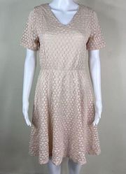 Renee C Dot Lace Overlay Fit & Flair Dress