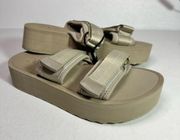 Zara Chunky two Velcro Straps Sandals tan casual classic outdoorsy beach