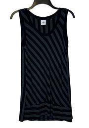 CAbi Align Striped Women Small Tunic Tank Top Scoop Neck Stretch Charcoal Black