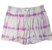 Pink and White Terry Cloth Tie Dye Activewear Shorts Size Large NWT