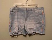 Seven7 Jeans Rainbow Piping Pride Raw Hem Distressed Jean Shorts Size 16