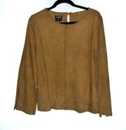 FRYE Tan Suede Leather Side Stitch Top Medium